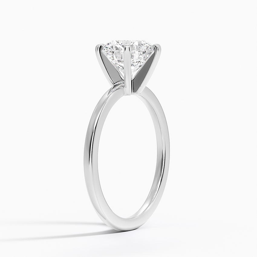 Six-Prong Petite Comfort Fit 1.5mm Solitaire Ring in 18K White Gold
