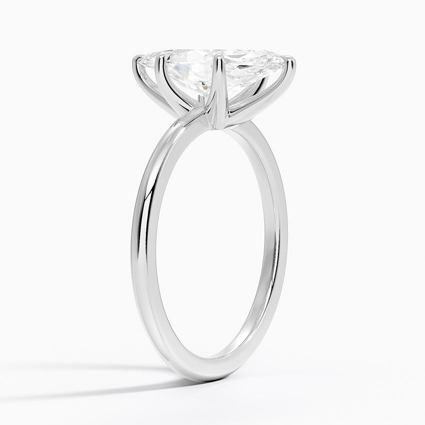 Marquise Lab Diamond - Solitaire Engagement Ring in 18k White Gold