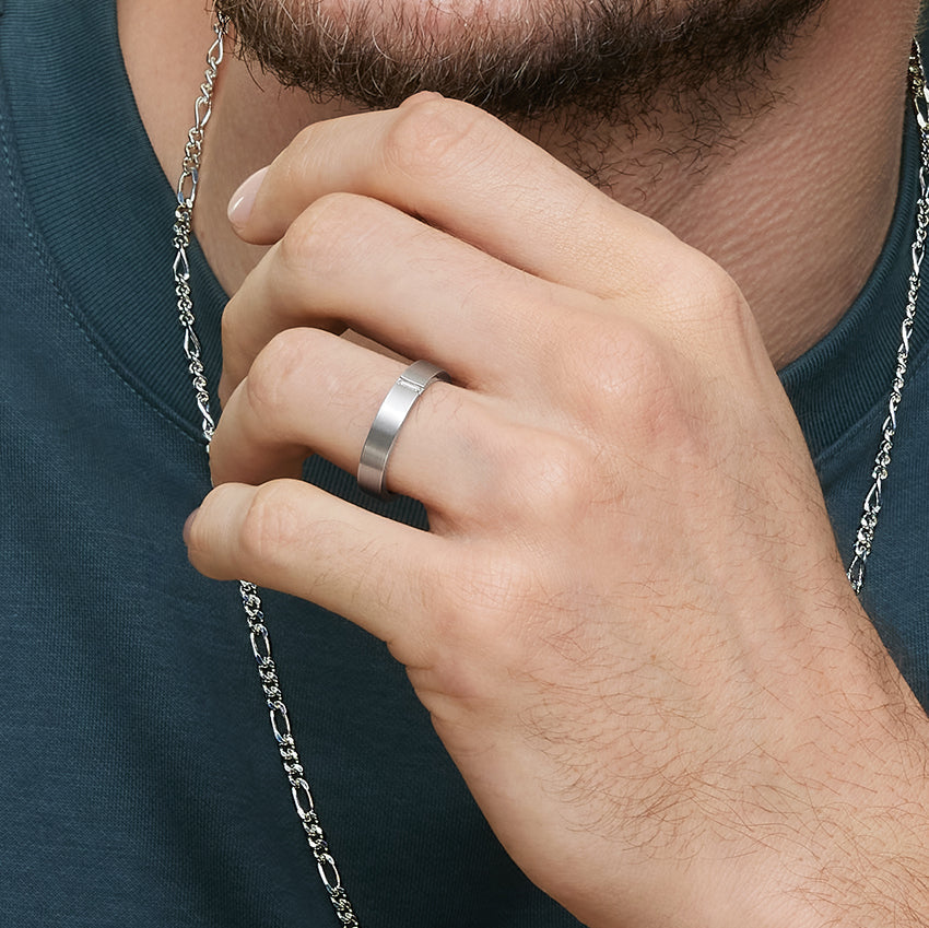 Men's Wedding Ring in Baguette Setting