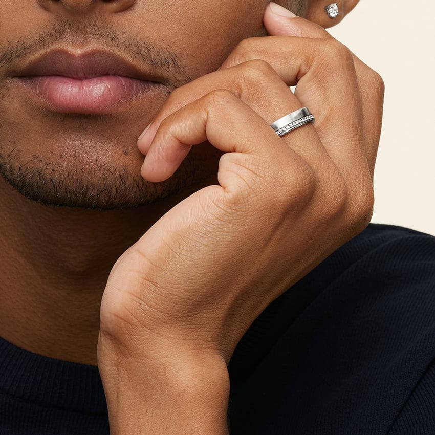 Men's Wedding Ring Half Eternity Setting