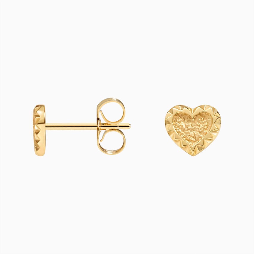 Heart Shaped Stud Earrings in 18K Yellow Gold