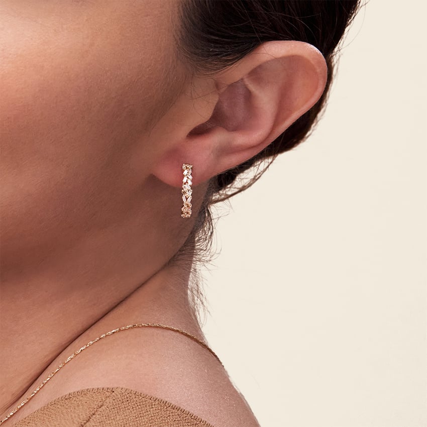 Baguette Diamond Cluster Hoop Earrings (1/4 ct. tw.) in 18K Yellow Gold