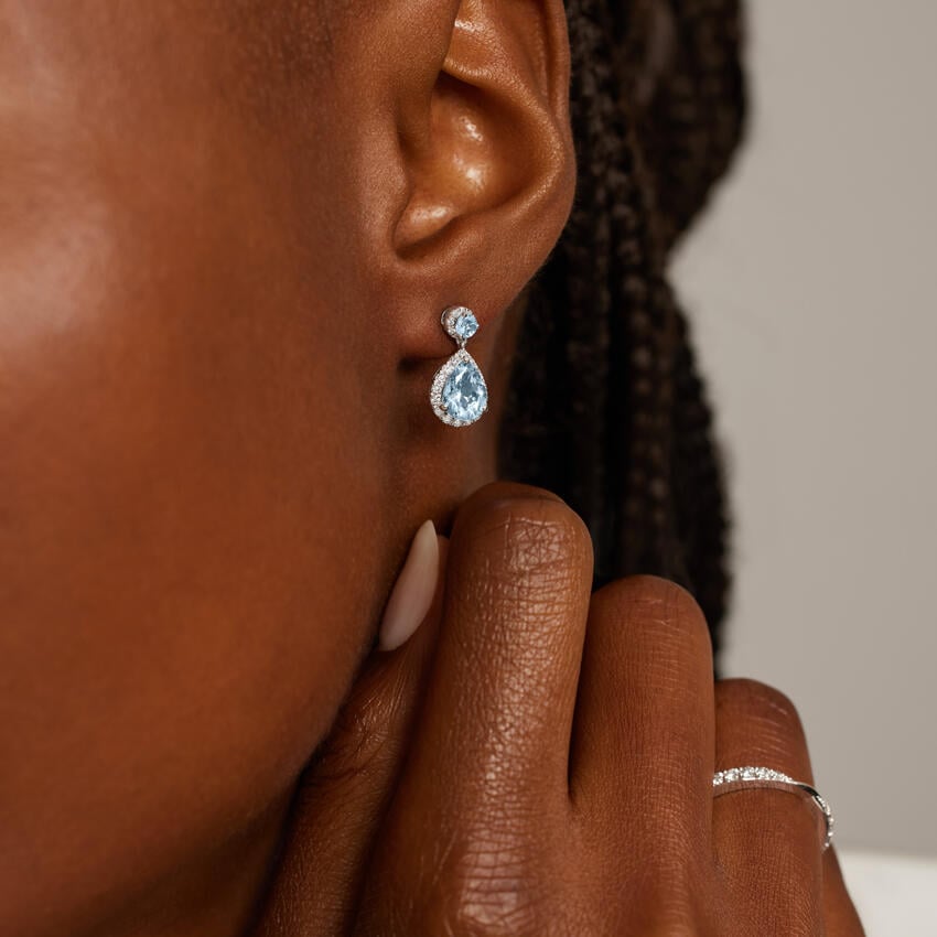 Florence Aquamarine and Diamond Earrings in 18K White Gold