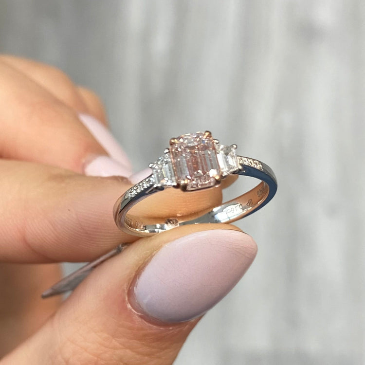 Faint Pink Emerald Diamond Engagement Ring
